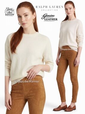 Ralph Lauren Collection stretch genuine lamb suede leggings @shop@iamwarrior